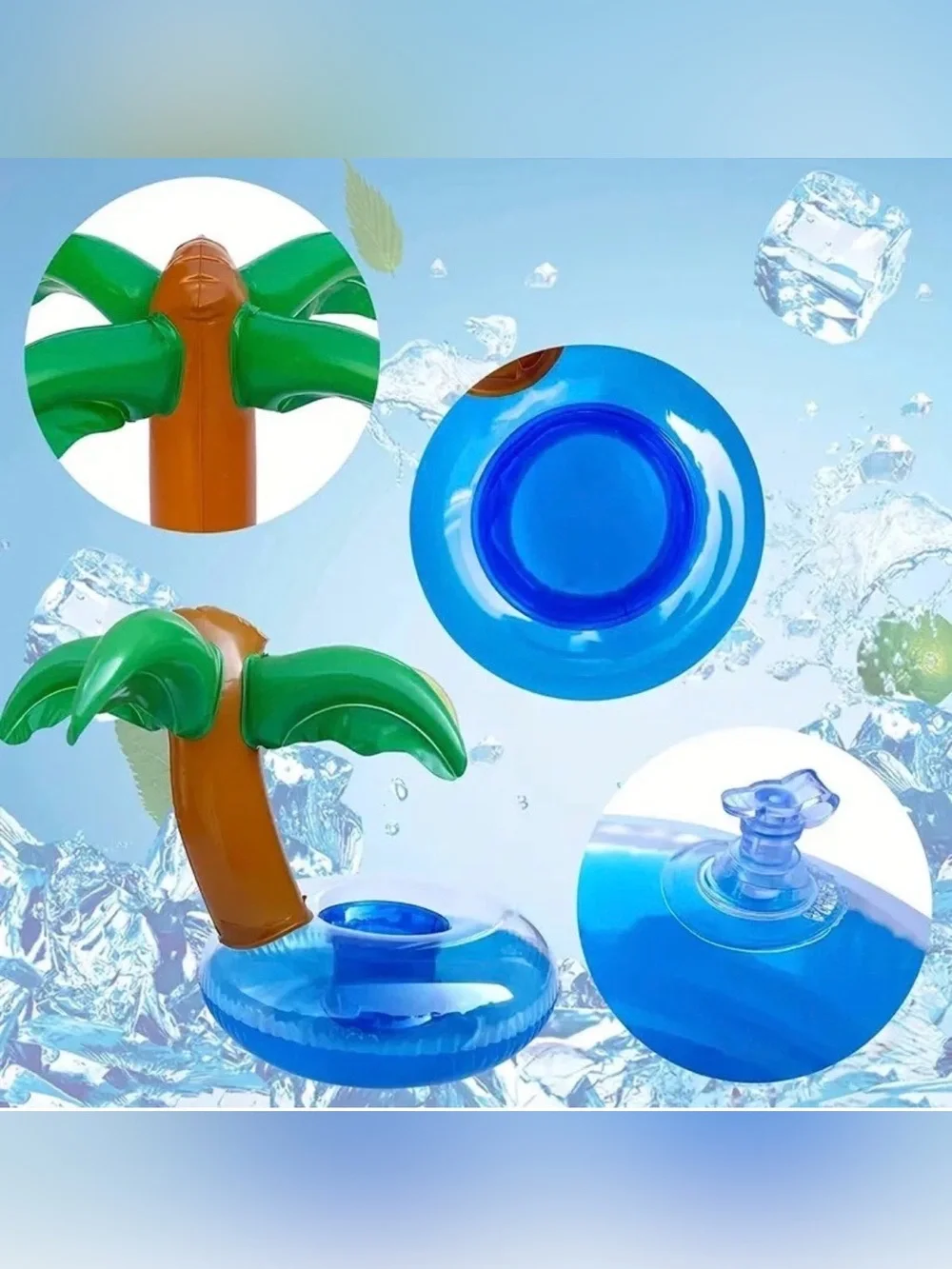 New Inflatable Drink Holder 4 Pack - Palm Tree Design